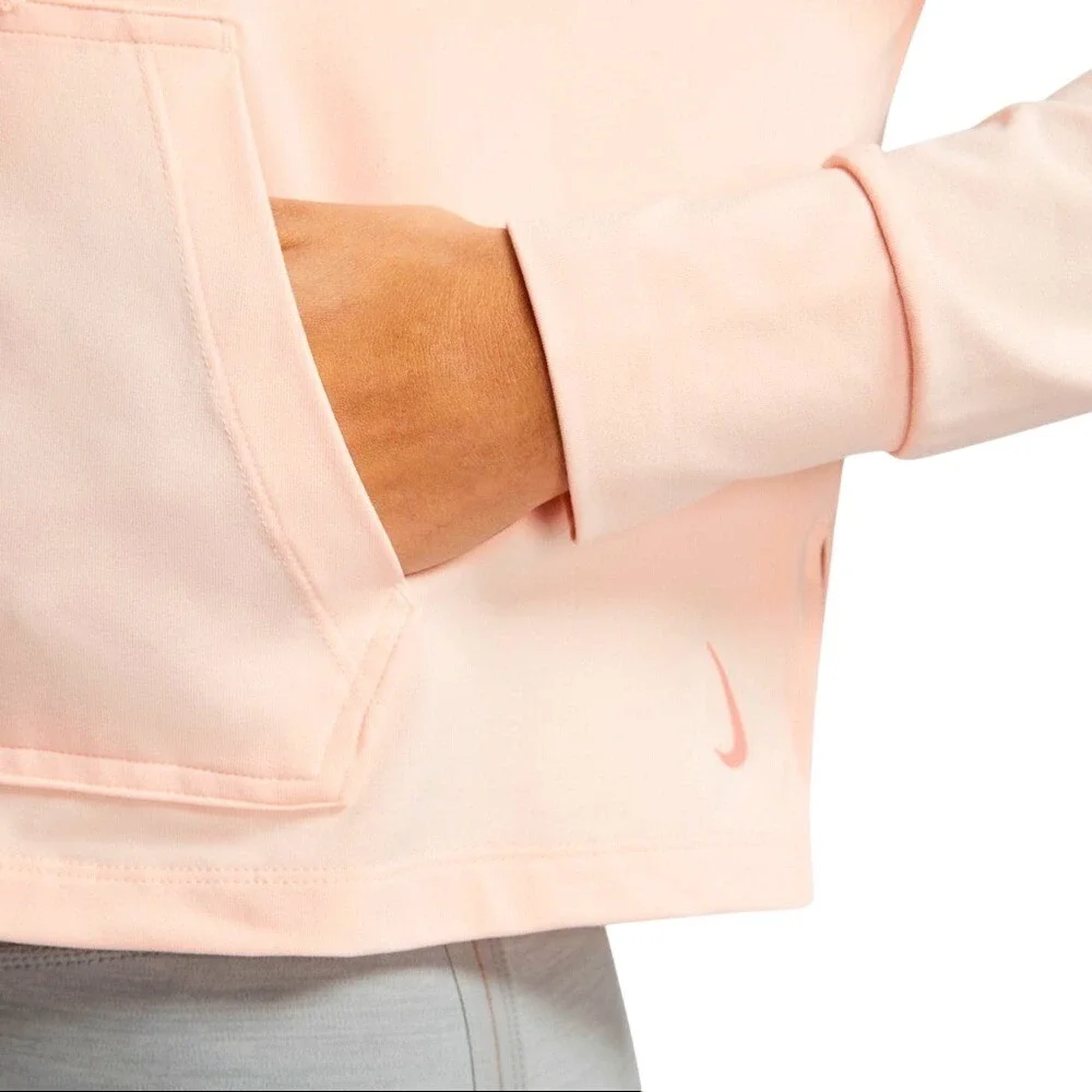 Nike Yoga Dri-FIT Womens Size XL‎ Cropped Hoodie Peach Pink Pullover CU5317-606